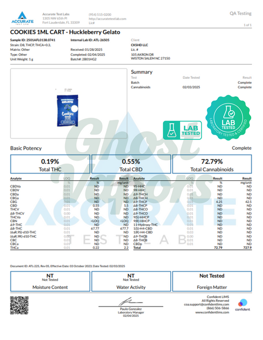Cookies THC Blend Vape Cartridge – 1 Gram 510 Thread