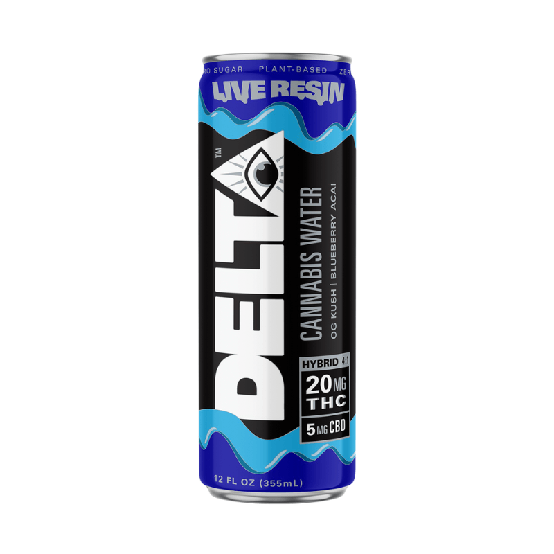 Delta 9 THC Live Resin Cannabis Seltzer Water - 4 Flavor Drinks 1 CAN / Blueberry Acai Energy