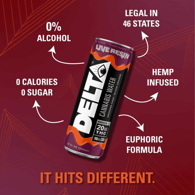 Delta 9 THC Live Resin Cannabis Seltzer Water - 4 Flavor Drinks Energy