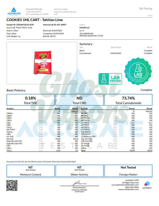 Cookies THC Blend Vape Cartridge – 1 Gram 510 Thread